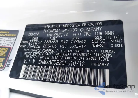 2025 Hyundai Tucson Se from USA, damaged, VIN 3KMJACDE8SE010713